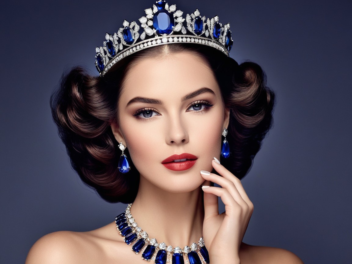 Glamorous Woman with Vintage Curls and Tiara