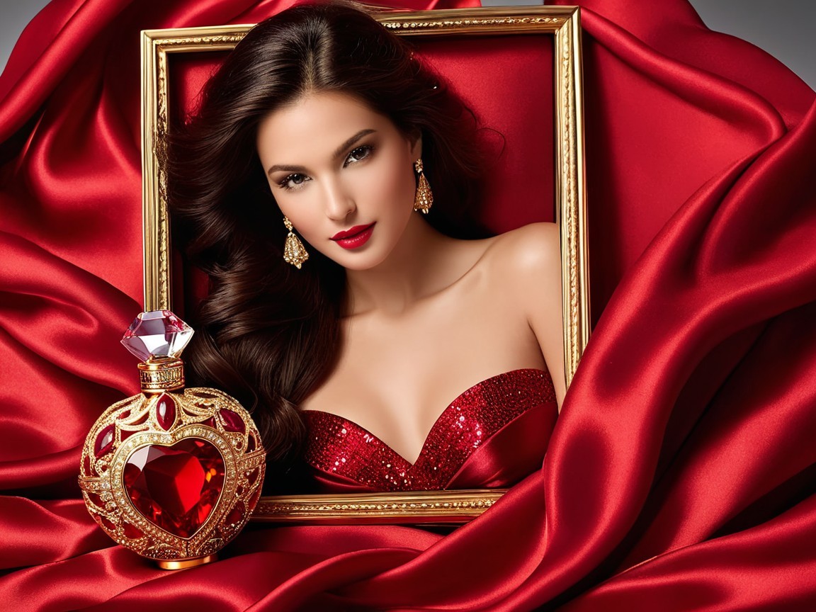 Glamorous Woman in Golden Frame with Luxurious Elements