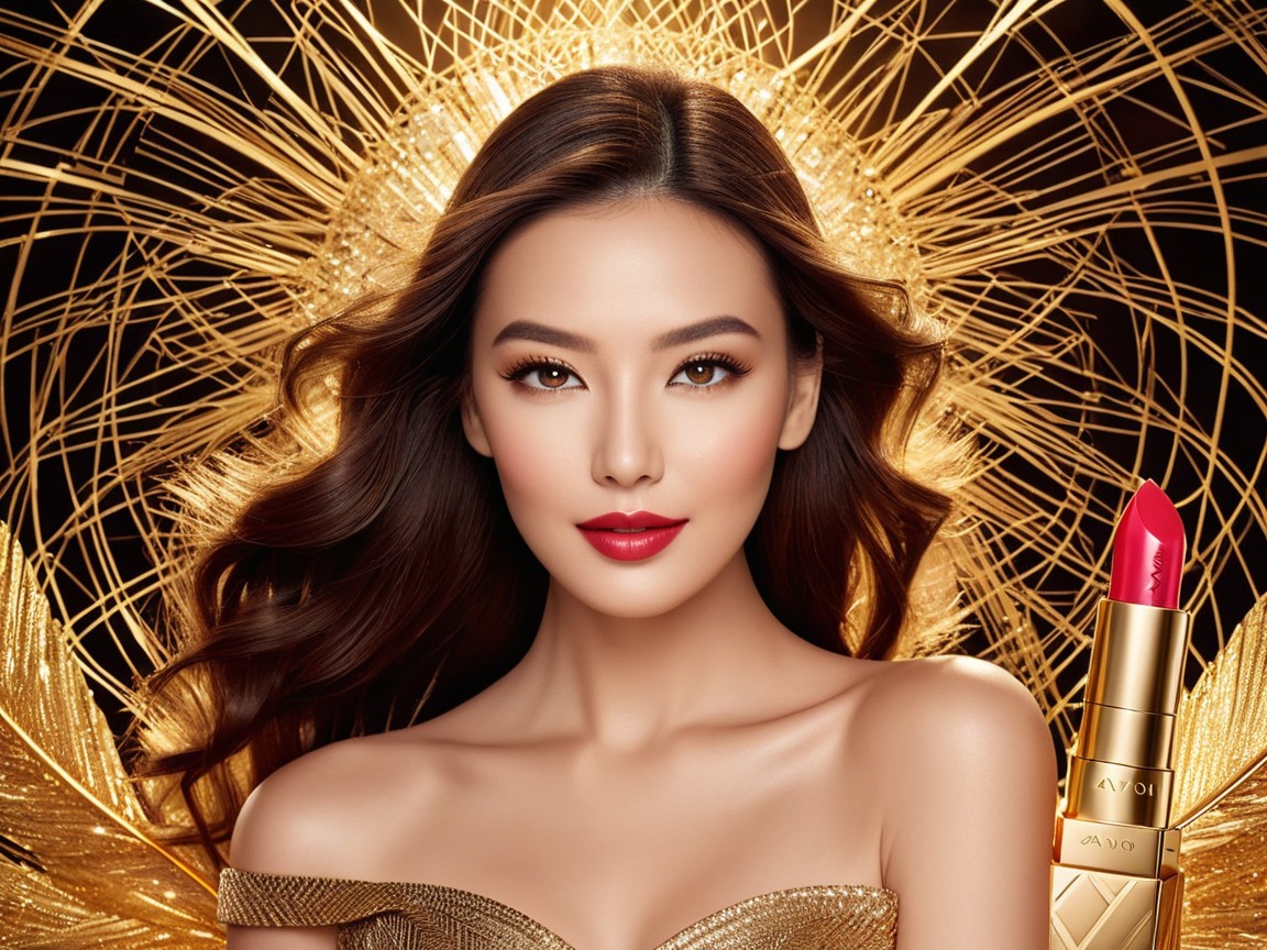 Portrait of a woman with wavy hair and bold makeup