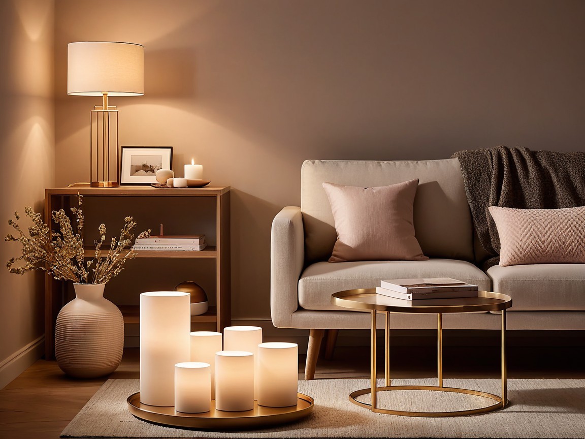Cozy Living Room with Beige Sofa and Elegant Decor