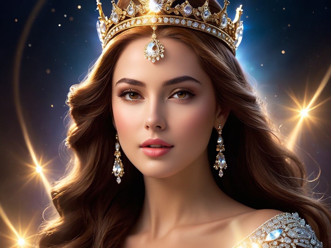 Portrait of a Young Woman with Crown and Earrings