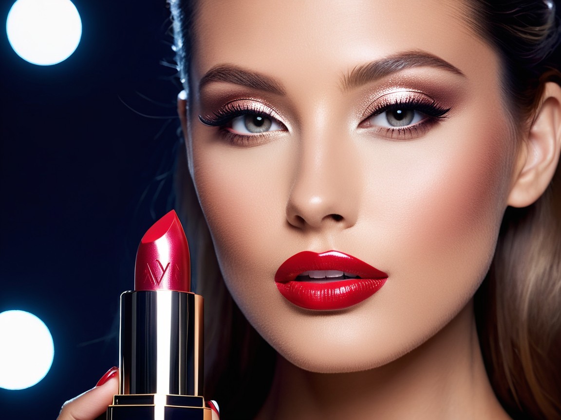 Glamorous Makeup Look with Flawless Skin and Bold Lips