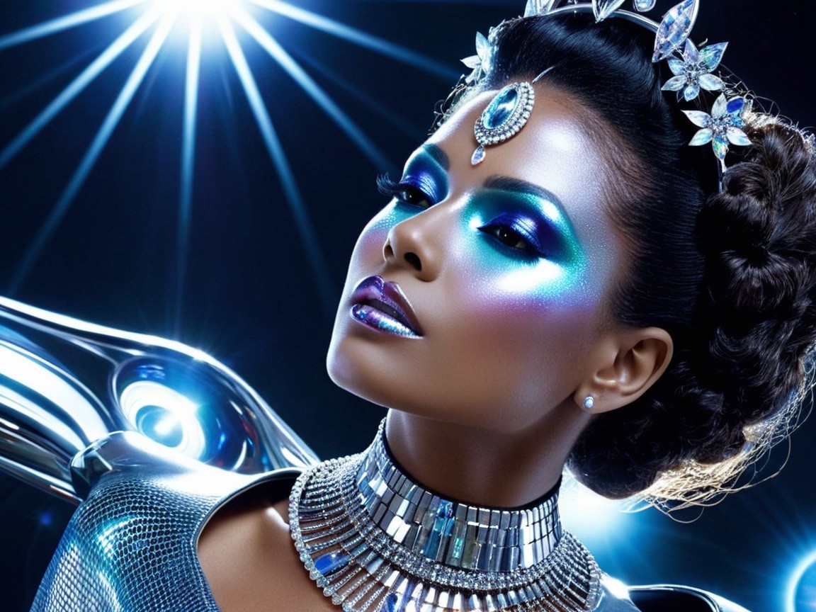 Portrait of a Woman with Blue Makeup and Tiara