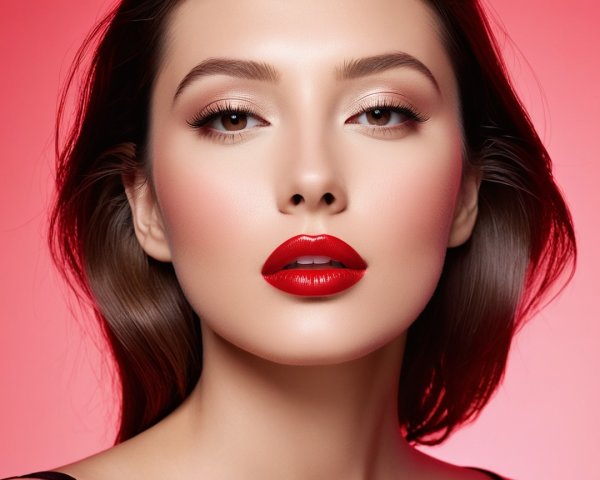 Flawless Makeup Portrait with Radiant Skin and Bold Lips