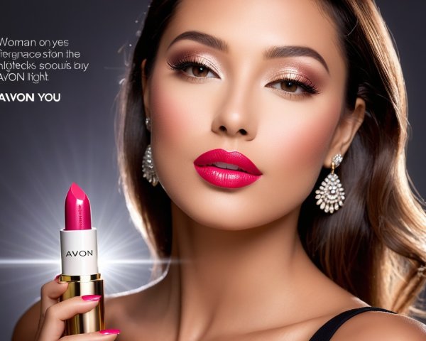 Glamorous Woman Showcasing Bold Pink Lipstick