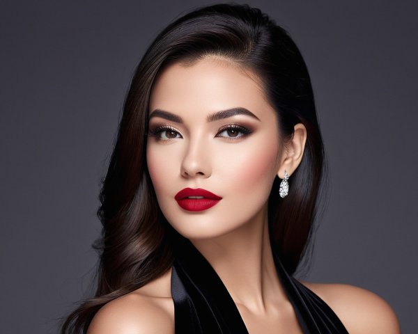 Elegant Model with Flawless Skin and Dark Hair