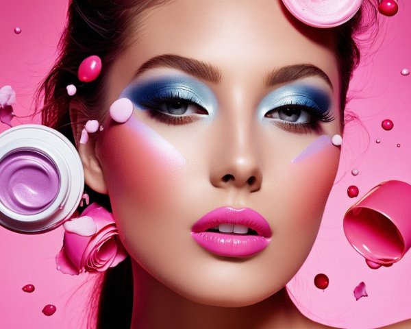 Bold Makeup Portrait with Vibrant Colors and Accents