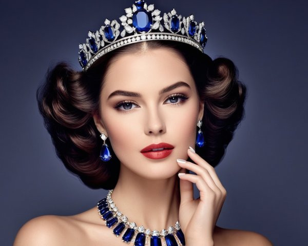 Glamorous Woman with Vintage Curls and Tiara