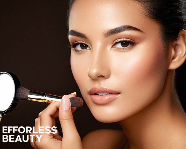 Close-Up of Natural Makeup on Radiant Skin