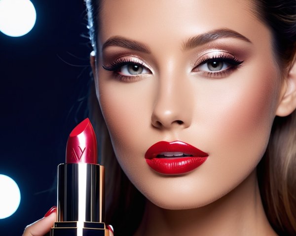 Glamorous Makeup Look with Flawless Skin and Bold Lips