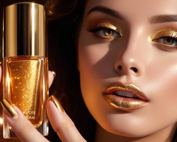 Glamorous Model with Golden Beauty Theme Portrait