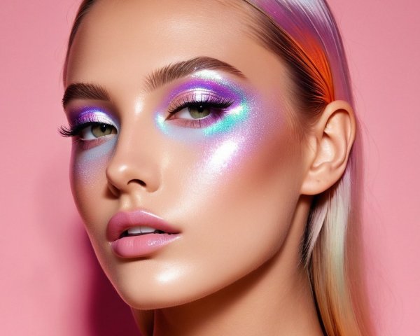 Beauty Portrait with Radiant Skin and Vibrant Makeup