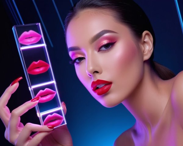 Glamorous Model with Bold Makeup and Colorful Palette