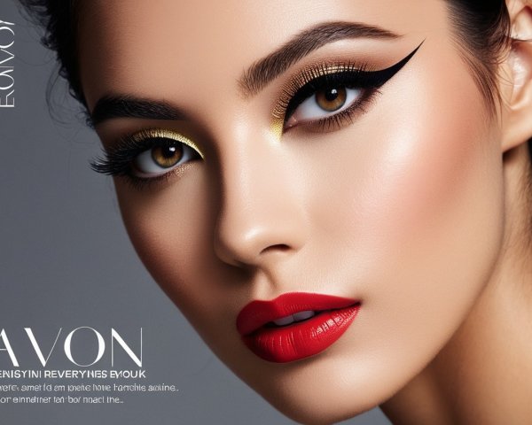 Glamorous Makeup Look with Bold Eyeliner and Red Lips