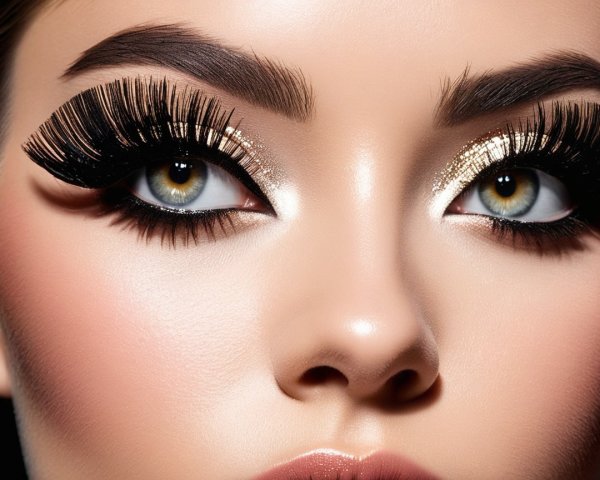 Close-Up of a Woman's Face with Striking Makeup