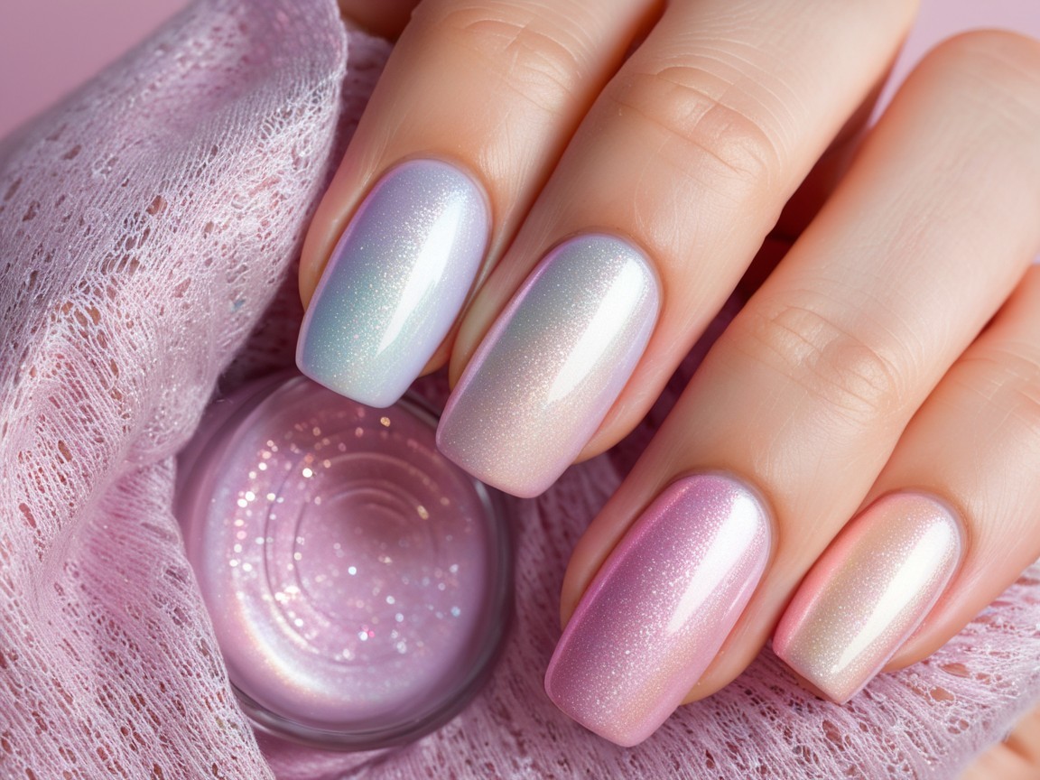 Ombre Manicure with Pastel Pink and Lavender Finish