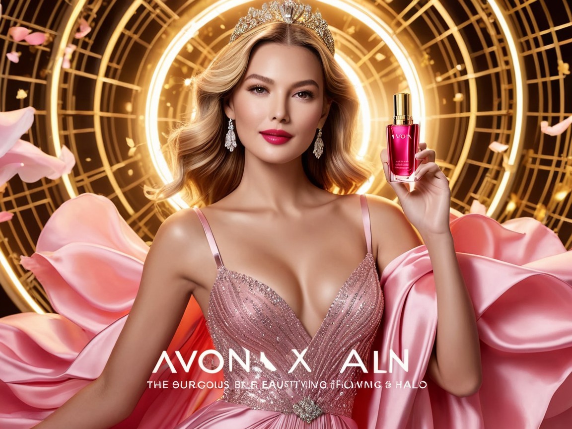 Model in Pink Gown with Tiara and Serum Bottle