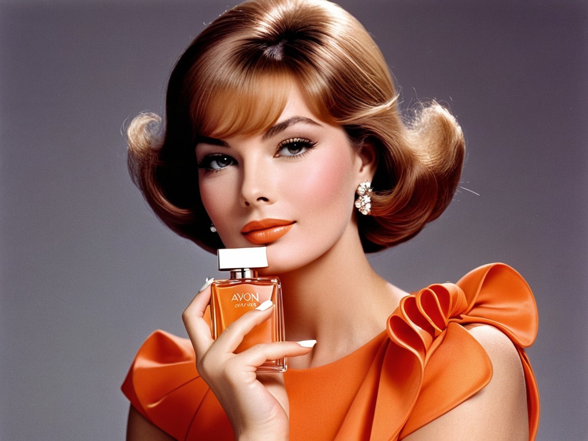 Glamorous Woman in Bright Orange Dress and Perfume