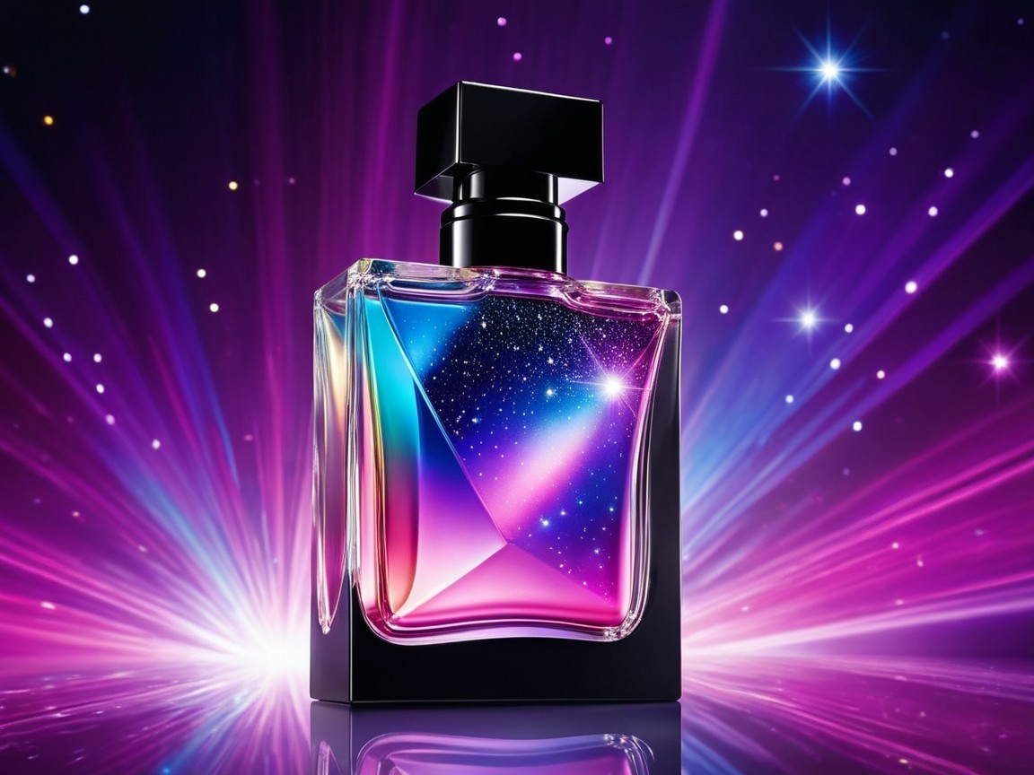 Elegant Geometric Perfume Bottle with Gradient Hues