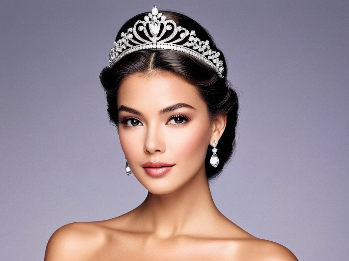 Young woman with tiara and elegant hairstyle