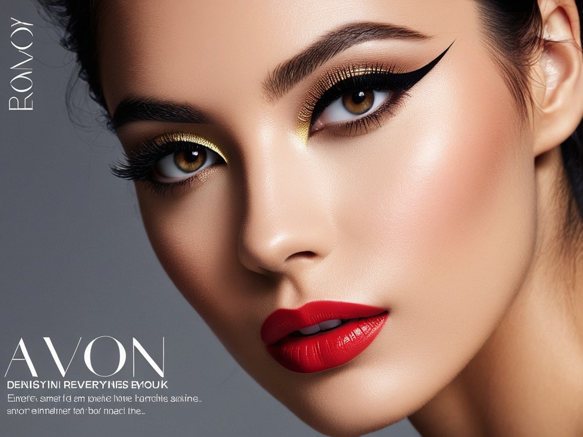 Glamorous Makeup Look with Bold Eyeliner and Red Lips