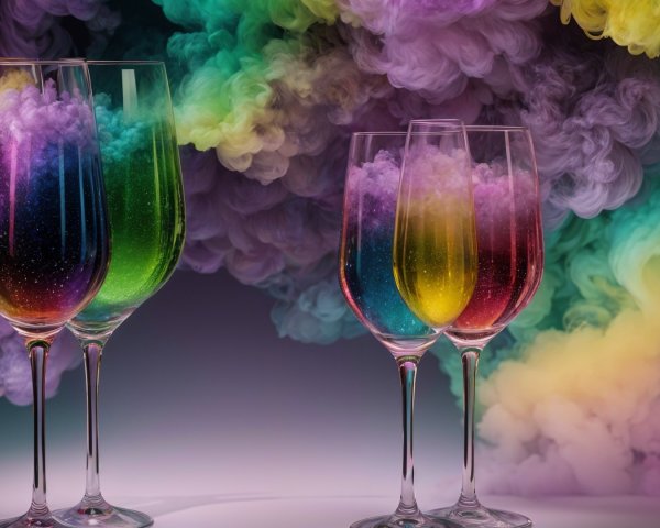 Elegant Stemmed Glasses with Vibrant Rainbow Colors