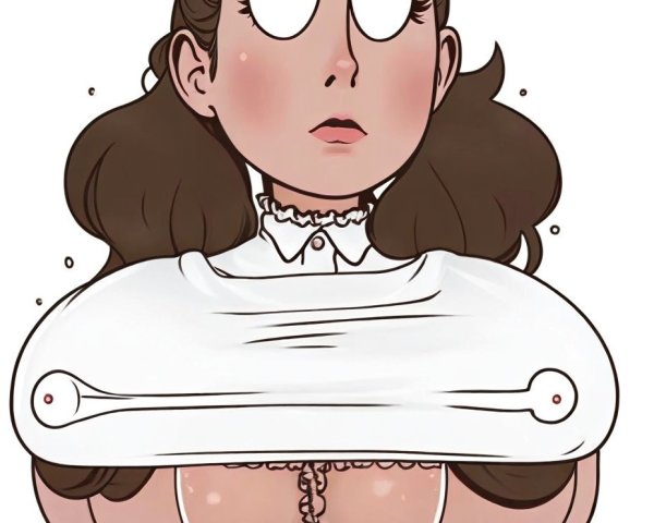 Cartoon Character with Large Eyes and Surprised Expression