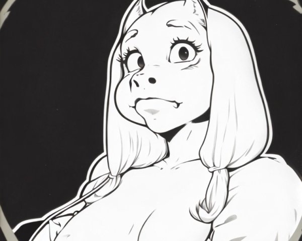 Cartoon Character with Horns and Playful Expression