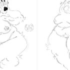 Cartoon Bear and Bunny with Drinks and Whimsical Design