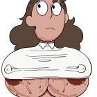 Cartoon Character with Large Eyes and Surprised Expression