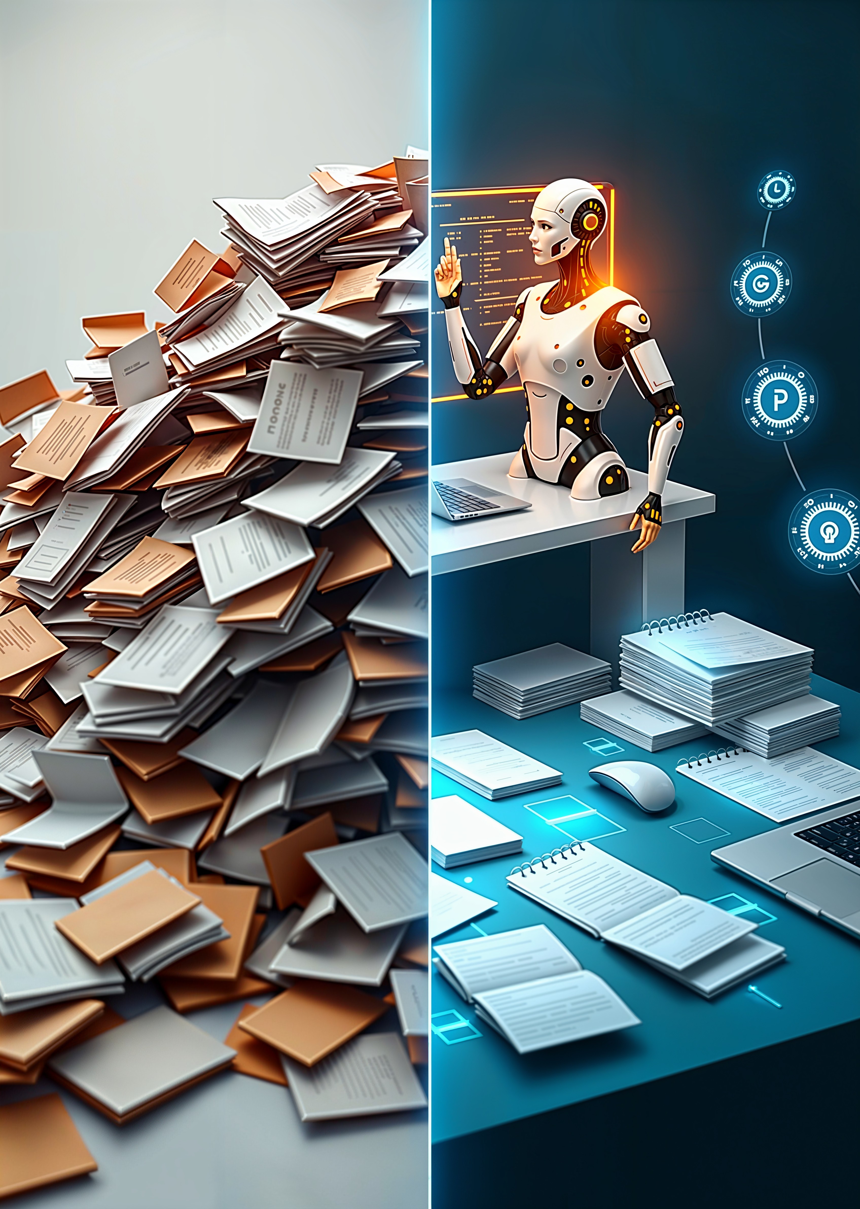 Contrast of Disorganized Paperwork and Efficient Robotics
