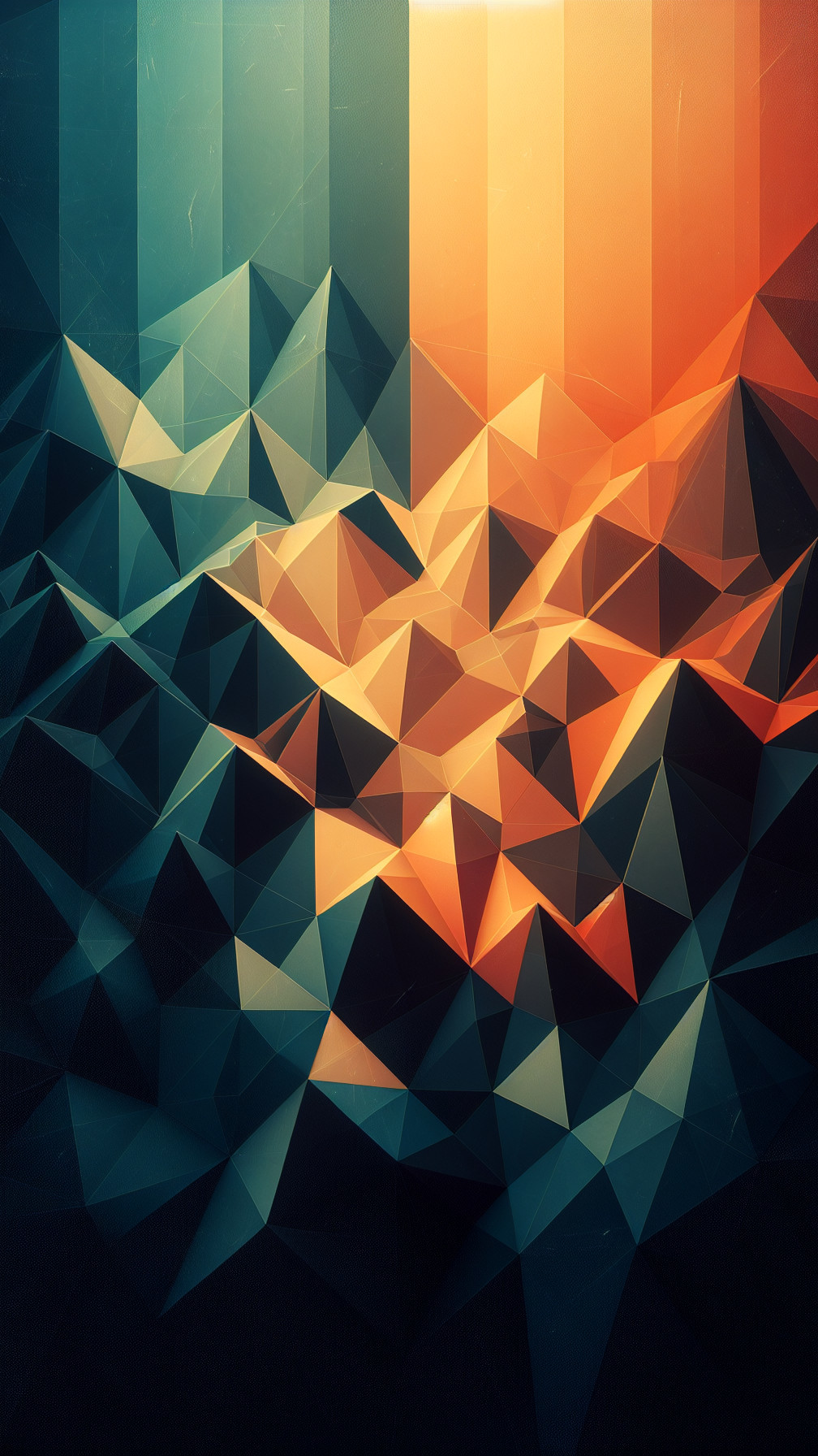 Abstract Geometric Design in Blue, Orange, and Teal