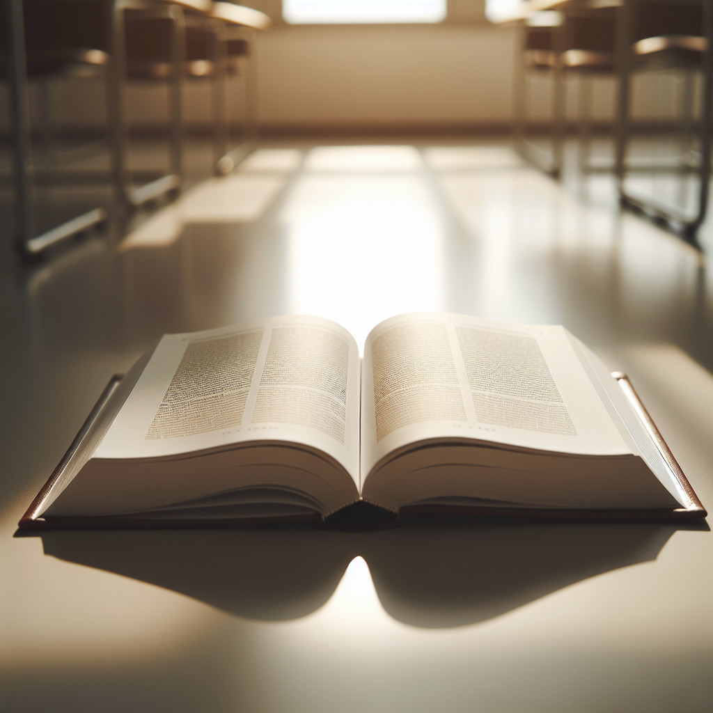 Open Book on Light Surface with Glowing Pages