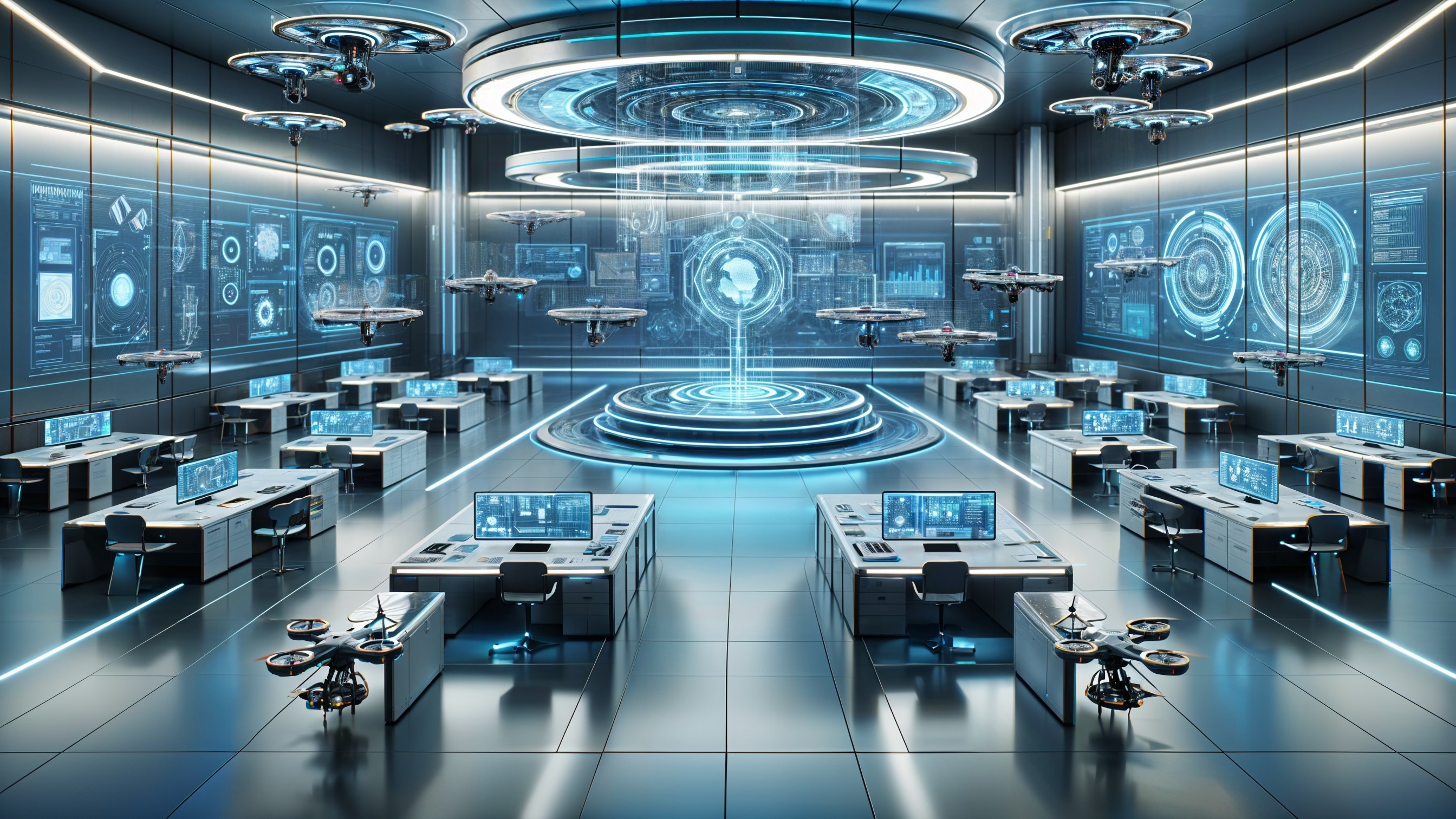 Futuristic Control Room with Advanced Technology