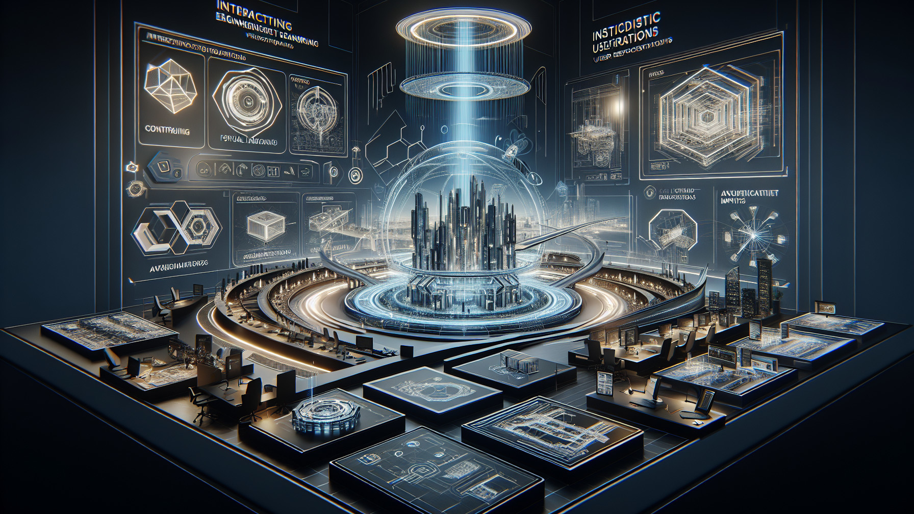 Futuristic Digital Landscape with Geometric Structures