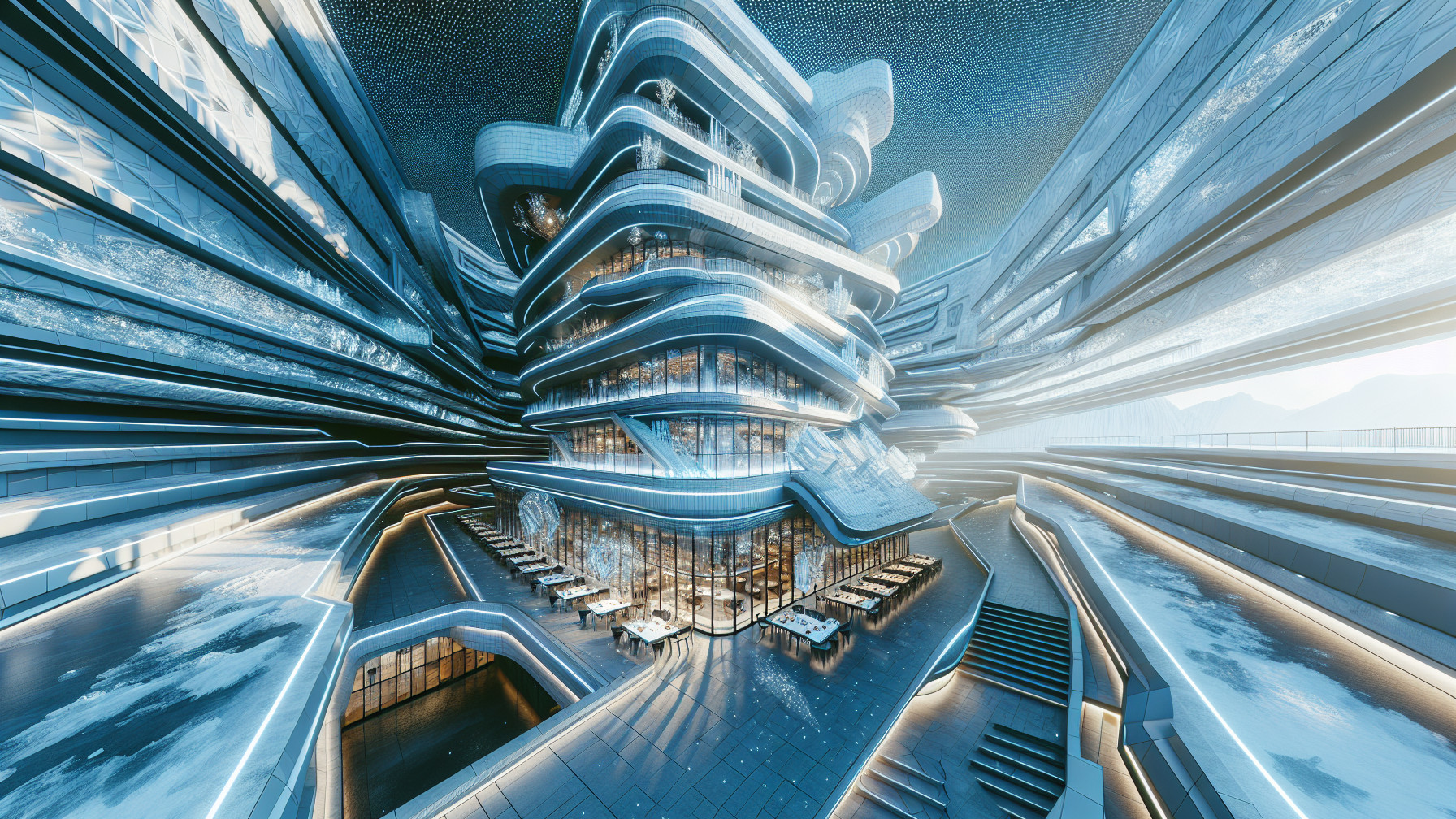 Futuristic Multi-Layered Building with Elegant Design