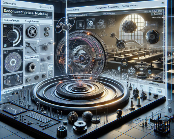 Futuristic Workspace with Holographic Interface and 3D Model