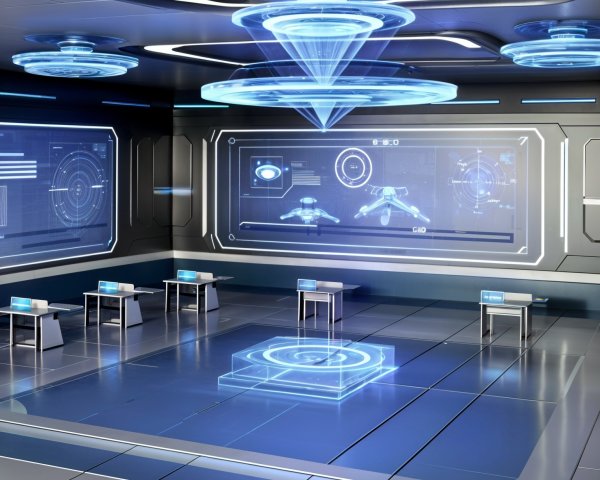 Futuristic Laboratory with Sleek Design and Holograms