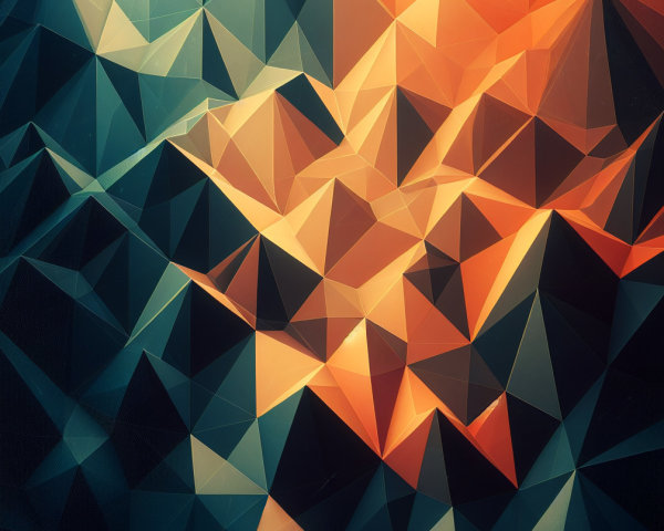 Abstract Geometric Design in Blue, Orange, and Teal