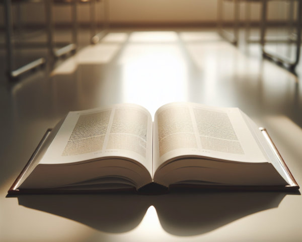 Open Book on Light Surface with Glowing Pages