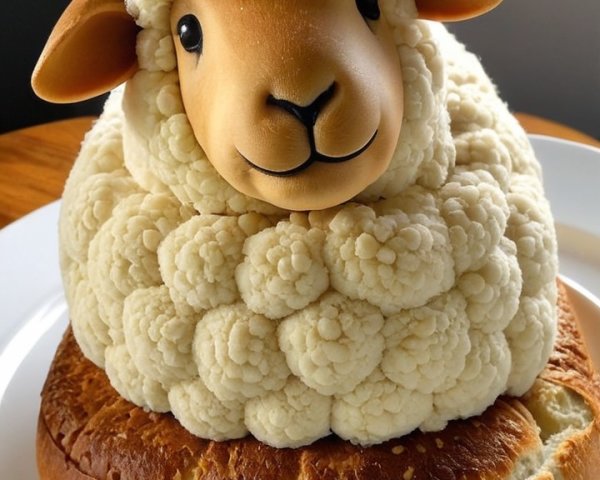 Sheep-Shaped Bread Loaf with Cloud-Like Dough