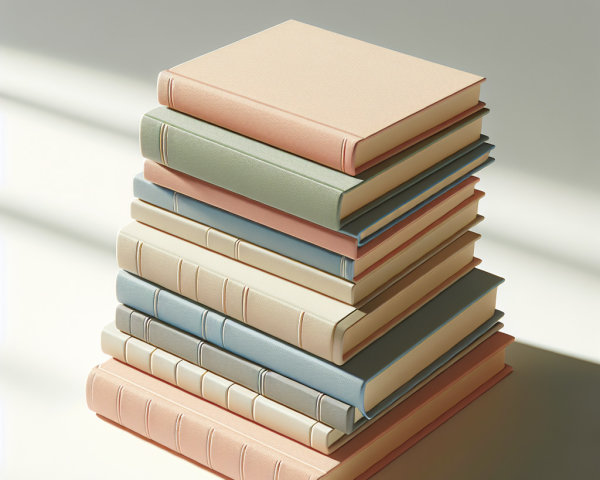Stack of Pastel-Colored Books on Light Surface