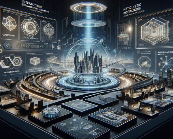 Futuristic Digital Landscape with Geometric Structures