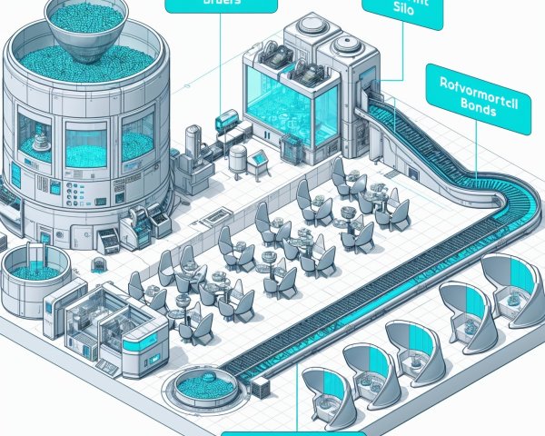 Futuristic Facility with Central Silo and Conveyor Belt