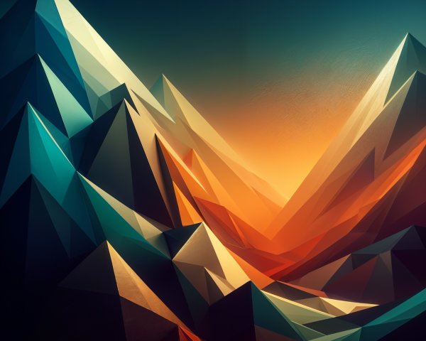 Stylized Mountain Landscape with Vibrant Colors