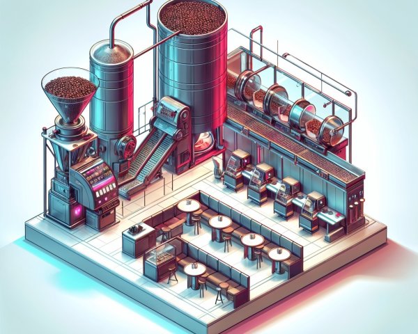 Stylized Coffee Production Facility with Modern Design