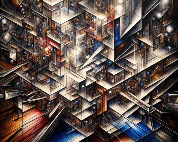 Intricate Abstract Structure with Geometric Shapes