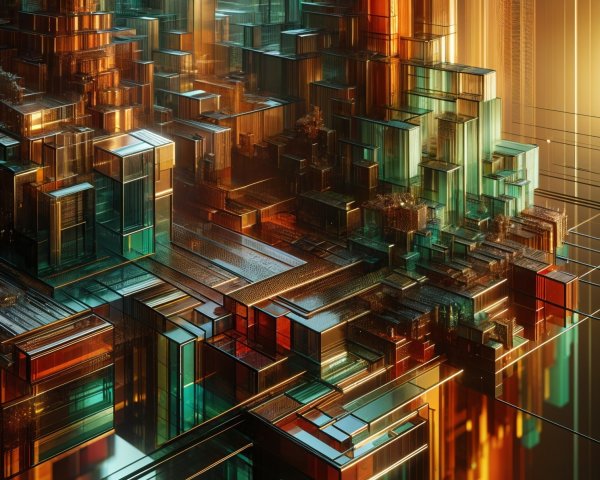 Abstract Composition of Futuristic Cityscape Elements