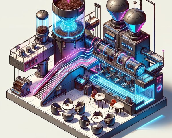 Futuristic Coffee Shop Design with Neon Lights