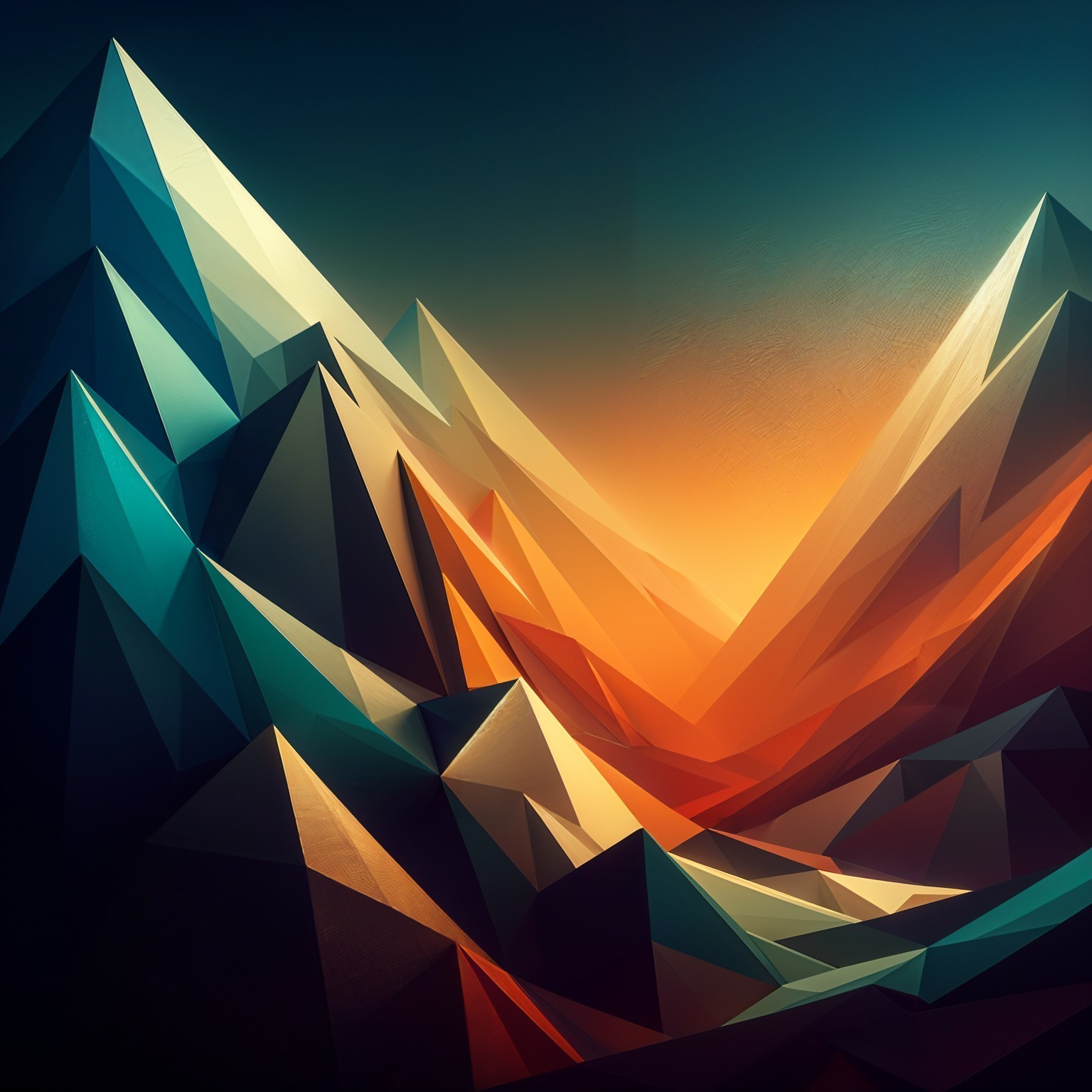 Stylized Mountain Landscape with Vibrant Colors
